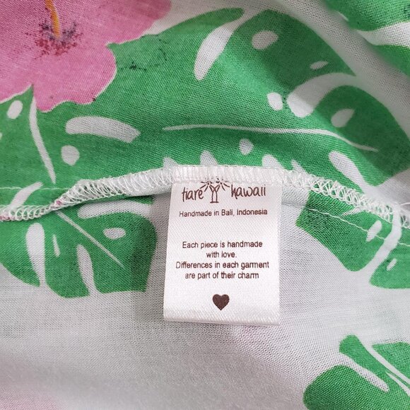 Tiare Hawaii Hollie Maxi Dress OS Tahitian Hibiscus Smocked Slits Vacation Beach - Picture 13 of 15